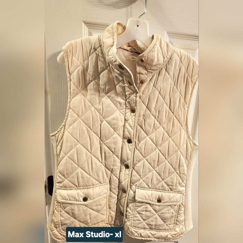 Max Studio Quilted Beige Vest